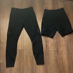 EUC Lorna Jane Black Leggings and Shorts, Size Small, 2 piece BUNDLE